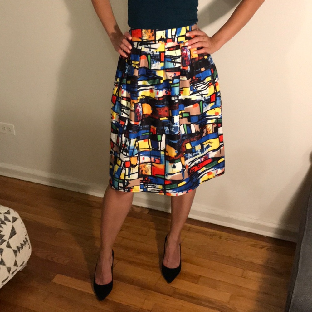 Modern Abstract New York City Style Midi Skirt